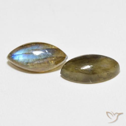 6.65 ctw Multicolor Labradorite Stones, Natural Labradorite in Marquise Cabochon Shape for Sale