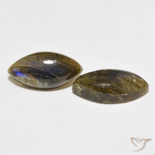 6.50 ctw Multicolor Labradorite Stones, Natural Labradorite in Marquise Cabochon Shape for Sale
