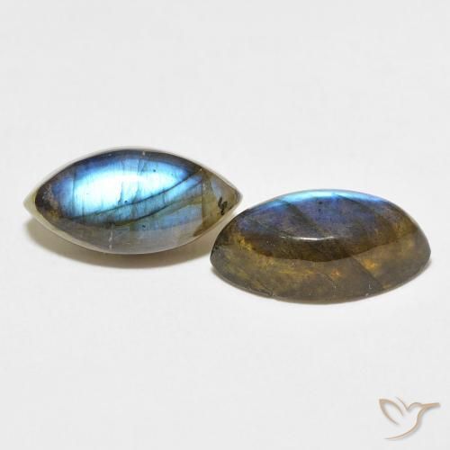 7.51 ctw Multicolor Labradorite Stones, Natural Labradorite in Marquise Cabochon Shape for Sale