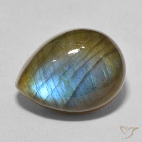 11.00ct Natural Multicolor Labradorite, Pear Shape, Translucent