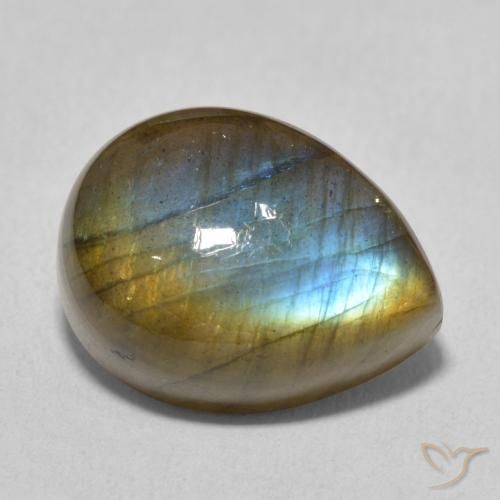 11.00 ct Multicolor Labradorite Stone, Natural Labradorite in Pear Cabochon Shape for Sale