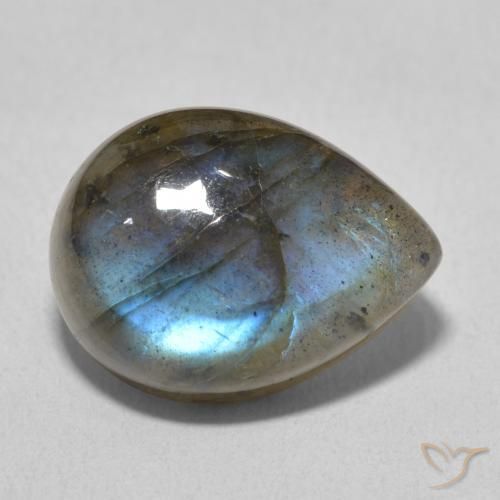 10.74 ct Multicolor Labradorite Stone, Natural Labradorite in Pear Cabochon Shape for Sale