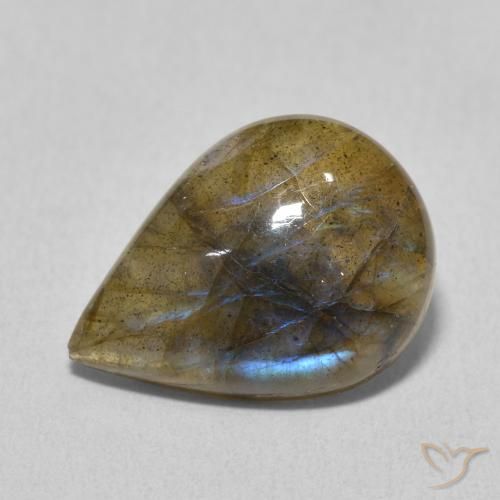6.23 ct Multicolor Labradorite Stone, Natural Labradorite in Pear Cabochon Shape for Sale
