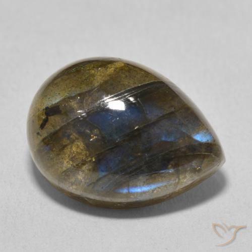 10.22 ct Multicolor Labradorite Stone, Natural Labradorite in Pear Cabochon Shape for Sale