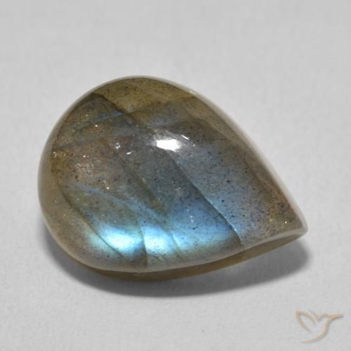 9.62 ct Multicolor Labradorite Stone, Natural Labradorite in Pear Cabochon Shape for Sale