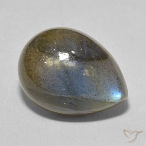 10.20 ct Multicolor Labradorite Stone, Natural Labradorite in Pear Cabochon Shape for Sale