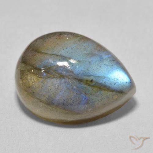 10.35ct Natural Multicolor Labradorite, Pear Shape, Translucent