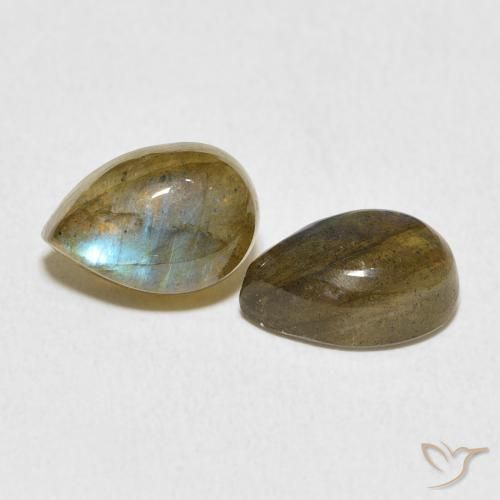 4.79 ctw Multicolor Labradorite Stones, Natural Labradorite in Pear Cabochon Shape for Sale