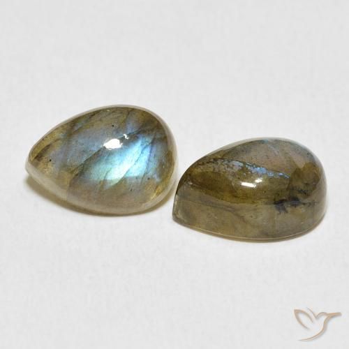 5.47 ctw Multicolor Labradorite Stones, Natural Labradorite in Pear Cabochon Shape for Sale