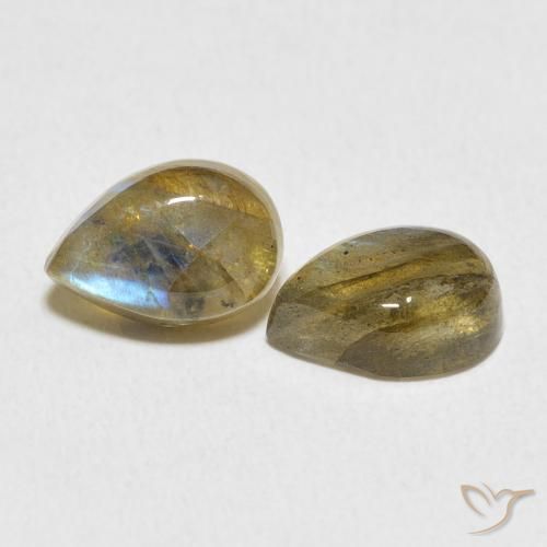 4.73 ctw Multicolor Labradorite Stones, Natural Labradorite in Pear Cabochon Shape for Sale