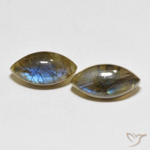 11.07 ctw Multicolor Labradorite Gemstones, Labradorite Gems in Marquise Cabochon Shape for Sale.
