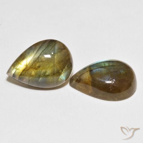 22.48 ctw Multicolor Labradorite Stones, Natural Labradorite in Pear Cabochon Shape for Sale