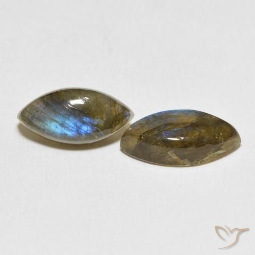 6.55 ctw Multicolor Labradorite Stones, Natural Labradorite in Marquise Cabochon Shape for Sale