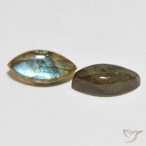 6.54 ctw Multicolor Labradorite Stones, Natural Labradorite in Marquise Cabochon Shape for Sale