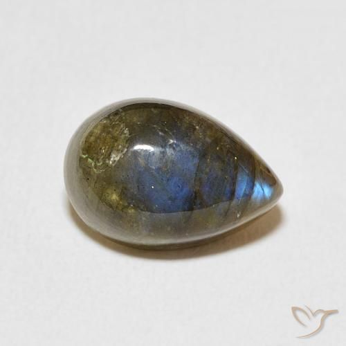 3.92 ct Multicolor Labradorite Stone, Natural Labradorite in Pear Cabochon Shape for Sale