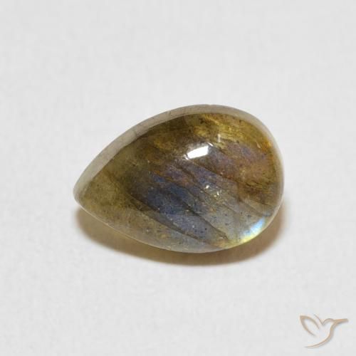 1.80 ct Multicolor Labradorite Stone, Natural Labradorite in Pear Cabochon Shape for Sale