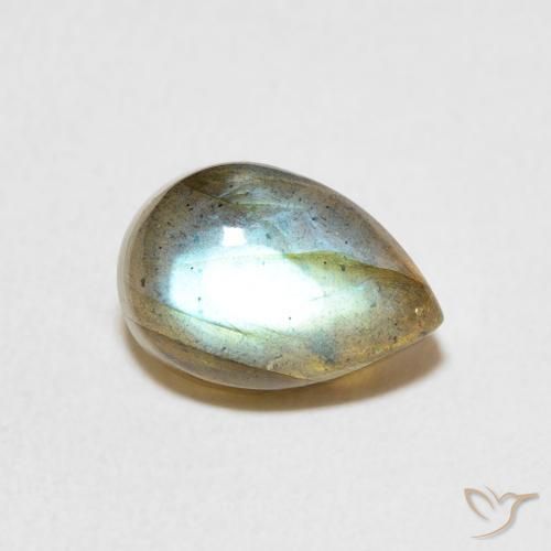 2.61 ct Multicolor Labradorite Stone, Natural Labradorite in Pear Cabochon Shape for Sale