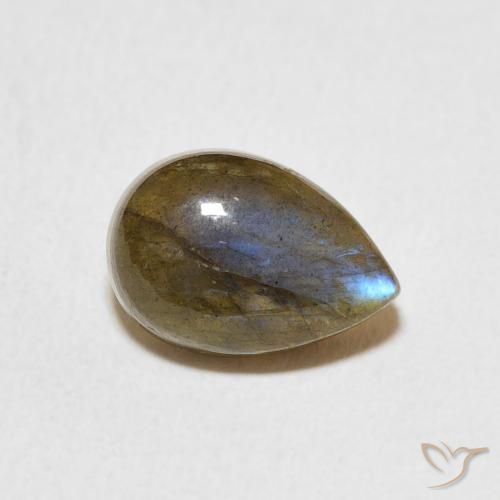 2.73 ct Multicolor Labradorite Stone, Natural Labradorite in Pear Cabochon Shape for Sale