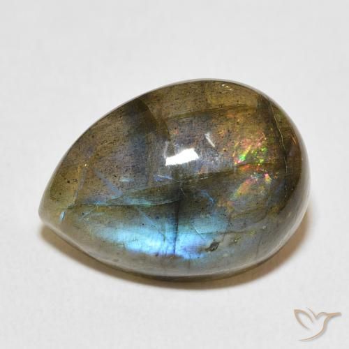 13.20ct Natural Multicolor Labradorite, Pear Shape, Translucent