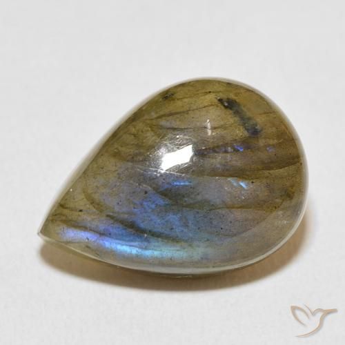 12.67 ct Multicolor Labradorite Stone, Natural Labradorite in Pear Cabochon Shape for Sale
