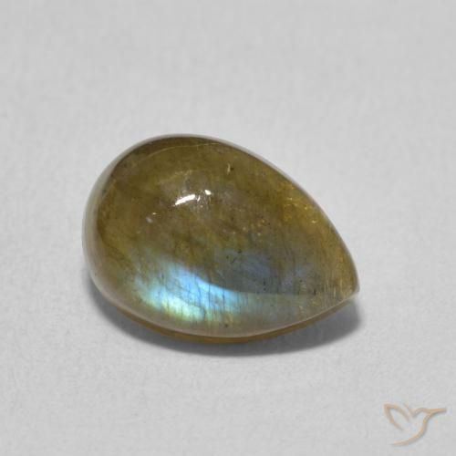 2.30 ct Multicolor Labradorite Stone, Natural Labradorite in Pear Cabochon Shape for Sale