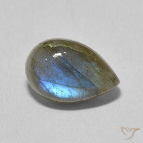 3.89 ct Multicolor Labradorite Stone, Natural Labradorite in Pear Cabochon Shape for Sale