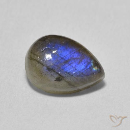 2.57 ct Multicolor Labradorite Stone, Natural Labradorite in Pear Cabochon Shape for Sale