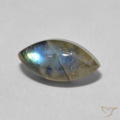 3.87 ct Multicolor Labradorite Stone, Natural Labradorite in Marquise Cabochon Shape for Sale