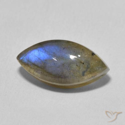 5.38 ct Multicolor Labradorite Stone, Natural Labradorite in Marquise Cabochon Shape for Sale