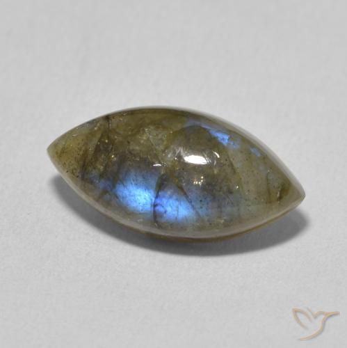5.02 ct Multicolor Labradorite Stone, Natural Labradorite in Marquise Cabochon Shape for Sale