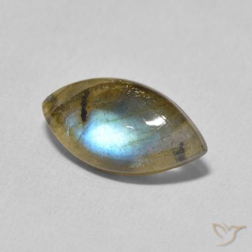2.83 ct Multicolor Labradorite Stone, Natural Labradorite in Marquise Cabochon Shape for Sale