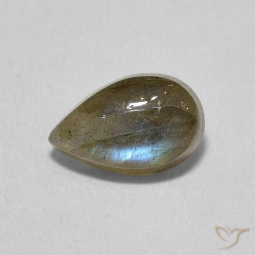 1.04 ct Multicolor Labradorite Stone, Natural Labradorite in Pear Cabochon Shape for Sale