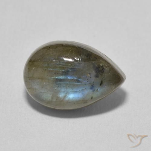 4.26 ct Multicolor Labradorite Stone, Natural Labradorite in Pear Cabochon Shape for Sale
