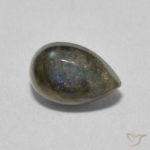 1.68 ct Multicolor Labradorite Stone, Natural Labradorite in Pear Cabochon Shape for Sale