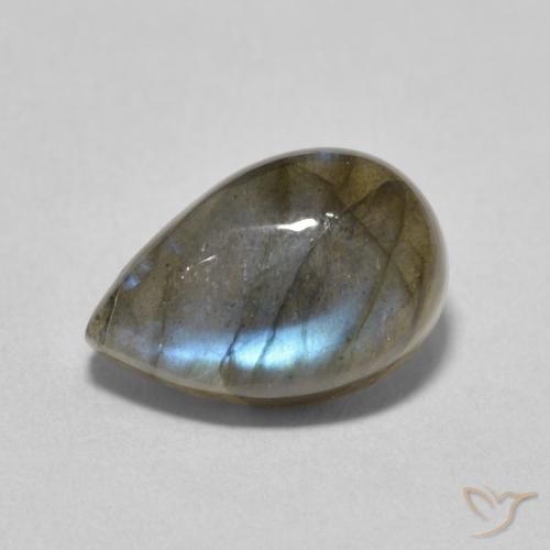 4.00 ct Multicolor Labradorite Stone, Natural Labradorite in Pear Cabochon Shape for Sale