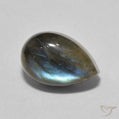 4.40 ct Multicolor Labradorite Stone, Natural Labradorite in Pear Cabochon Shape for Sale