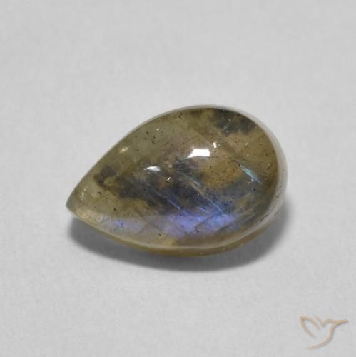 1.69 ct Multicolor Labradorite Stone, Natural Labradorite in Pear Cabochon Shape for Sale