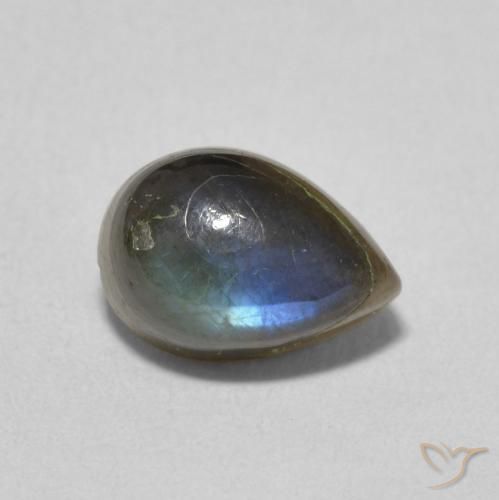 1.86 ct Multicolor Labradorite Stone, Natural Labradorite in Pear Cabochon Shape for Sale