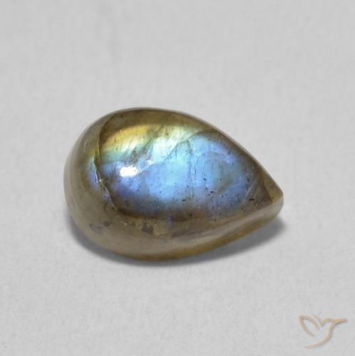 1.66 ct Multicolor Labradorite Stone, Natural Labradorite in Pear Cabochon Shape for Sale