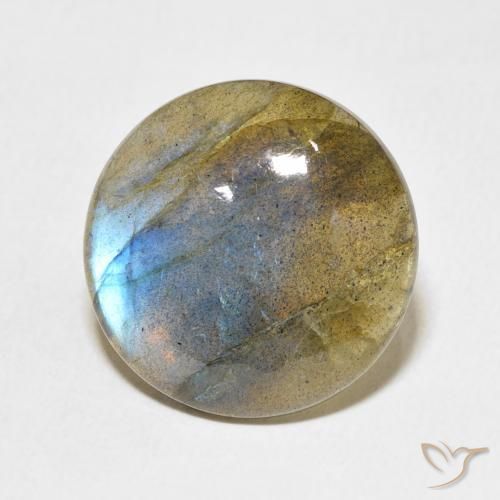 15.68 ct Multicolor Labradorite Stone, Natural Labradorite in Round Cabochon Shape for Sale