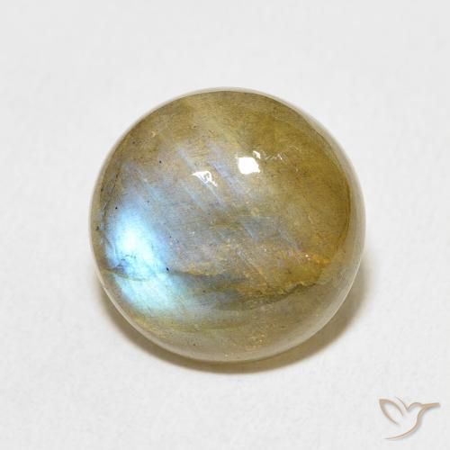 9.57 ct Multicolor Labradorite Stone, Natural Labradorite in Round Cabochon Shape for Sale