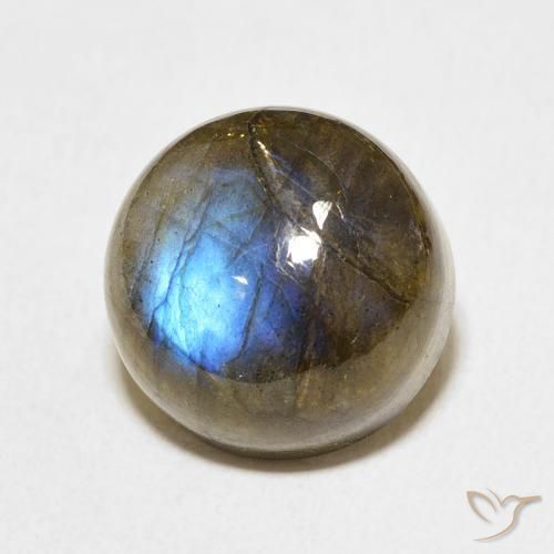 13.51 ct Multicolor Labradorite Stone, Natural Labradorite in Round Cabochon Shape for Sale