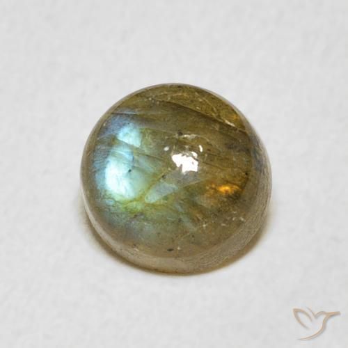 1.77 ct Multicolor Labradorite Stone, Natural Labradorite in Round Cabochon Shape for Sale