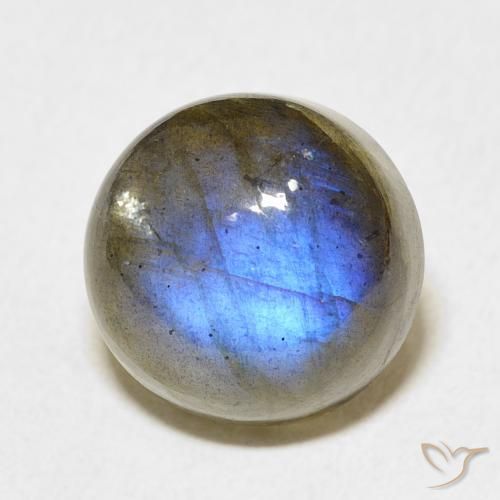 8.22 ct Multicolor Labradorite Stone, Natural Labradorite in Round Cabochon Shape for Sale