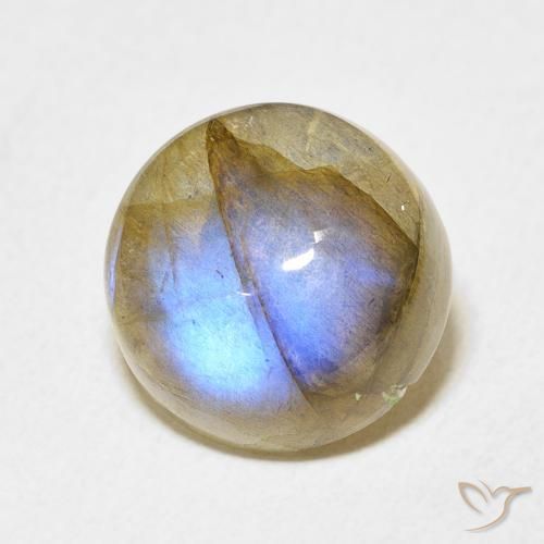 7.65 ct Multicolor Labradorite Stone, Natural Labradorite in Round Cabochon Shape for Sale