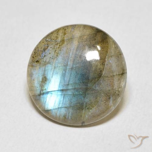 6.38 ct Multicolor Labradorite Stone, Natural Labradorite in Round Cabochon Shape for Sale