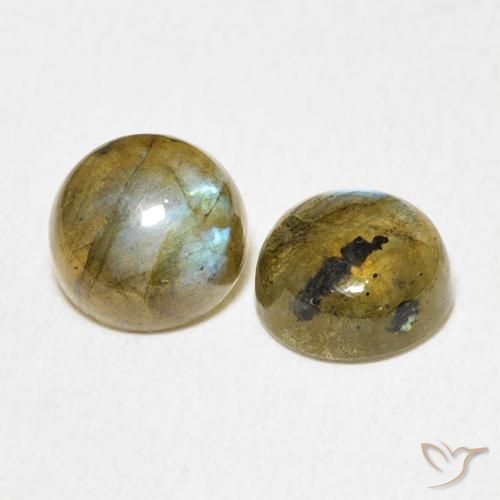 2.07 ctw Multicolor Labradorite Stones, Natural Labradorite in Round Cabochon Shape for Sale