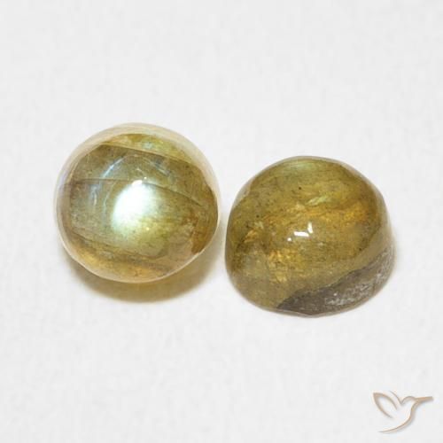 1.49 ctw Multicolor Labradorite Stones, Natural Labradorite in Round Cabochon Shape for Sale