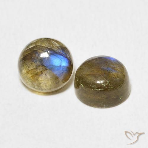 2.24 ctw Multicolor Labradorite Stones, Natural Labradorite in Round Cabochon Shape for Sale
