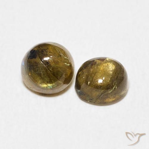 1.37 ctw Multicolor Labradorite Stones, Natural Labradorite in Round Cabochon Shape for Sale